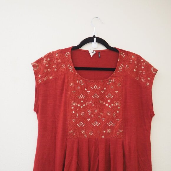 Anthropologie Akemi + Kin Arcana Rust Embroidered Top sz S - Picture 4 of 8